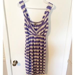 New Directions L purple & white stripe dress